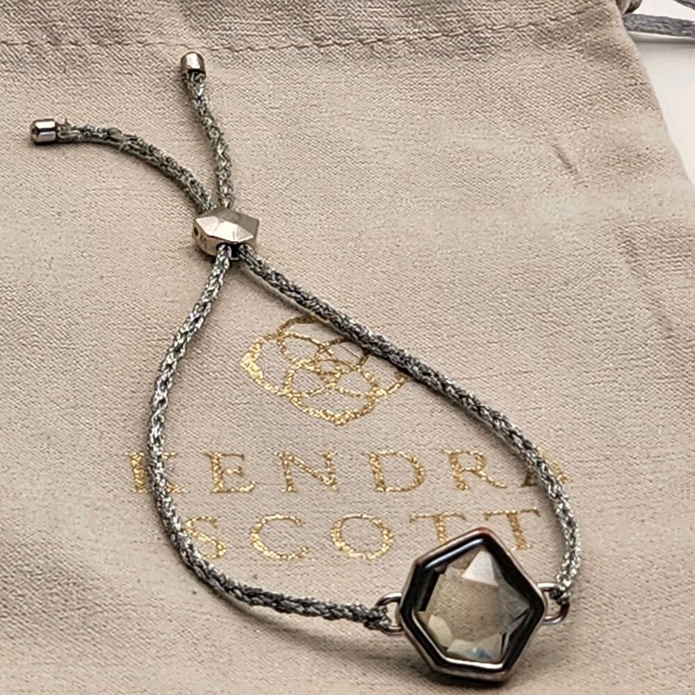 Kendra Scott Vanessa Silver Tone Smokey Quartz Adjustable Bracelet